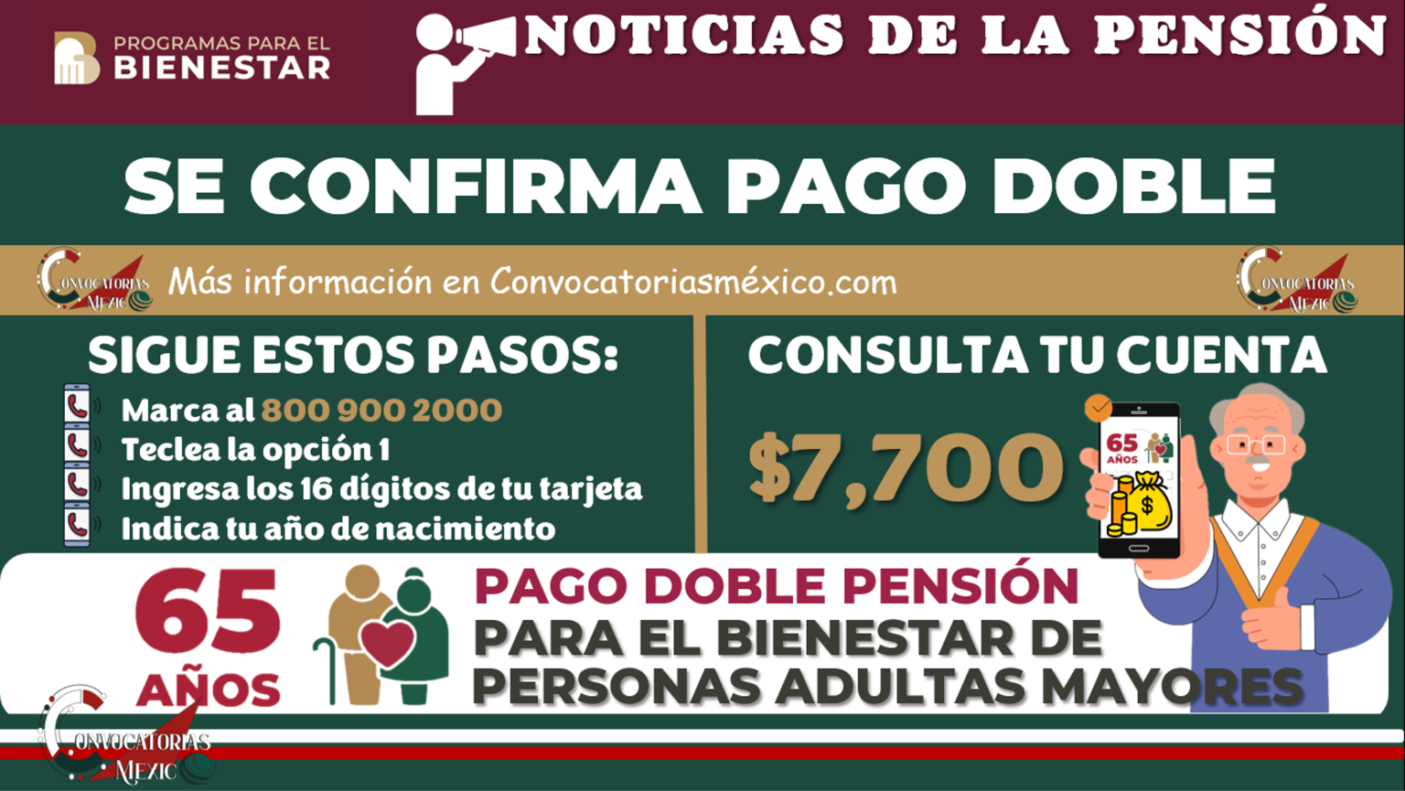 ¡6 PAGOS! Así queda el calendario de pagos de la Pensión Bienestar 2025 ...