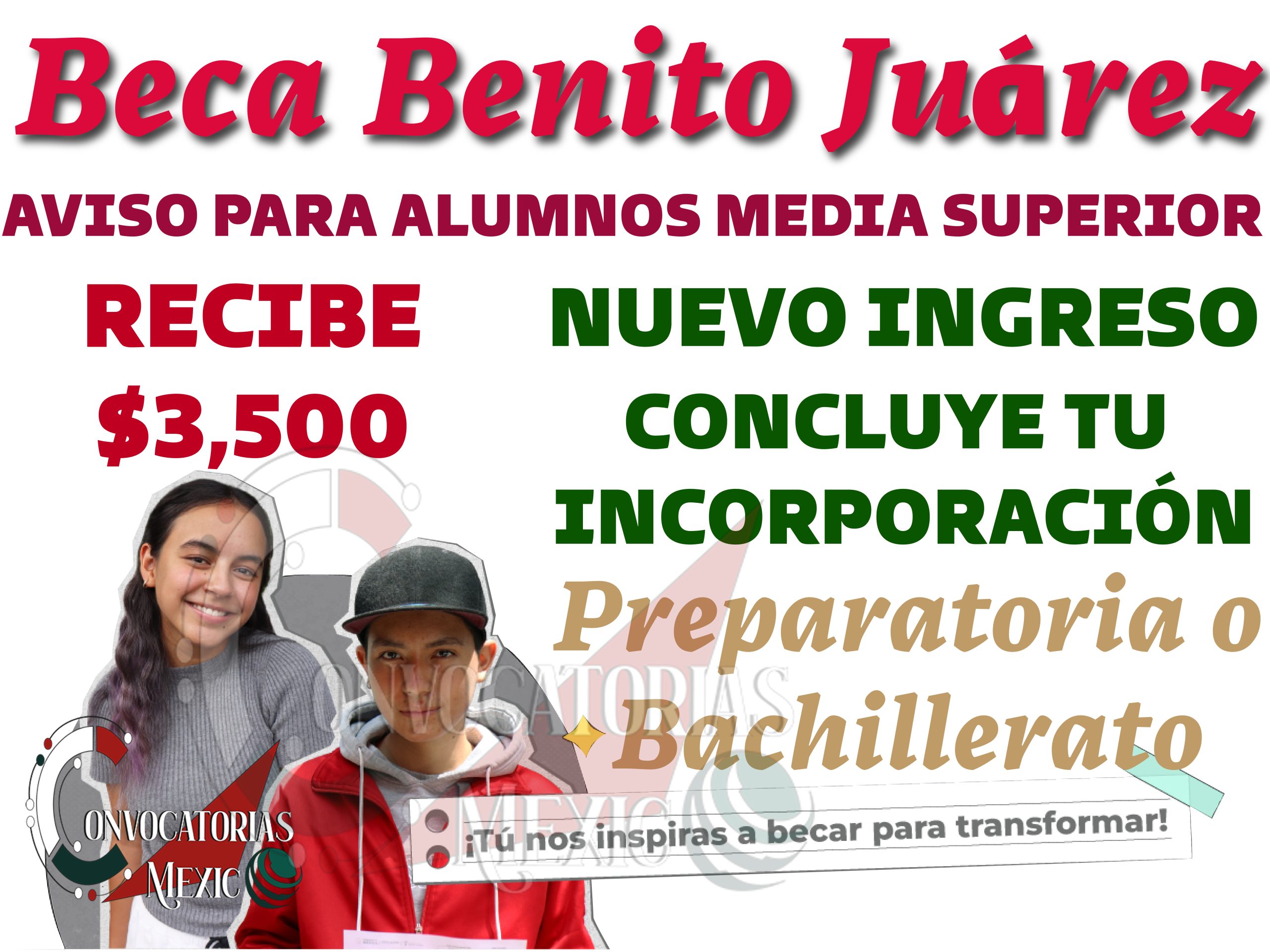Pago para Alumnos beneficiario de la Beca Benito Juárez Nuevo ingreso en Preparatoria o Bachillerato