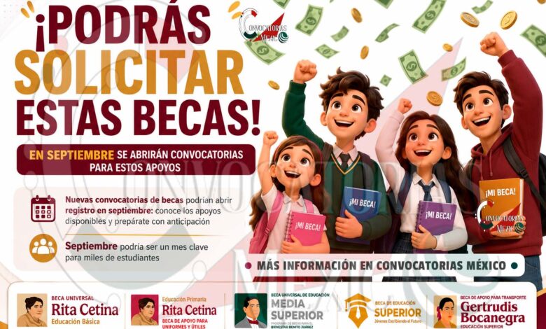 Nuevas convocatorias de becas en septiembre: estos apoyos podrían abrir registro para estudiantes de todos los niveles