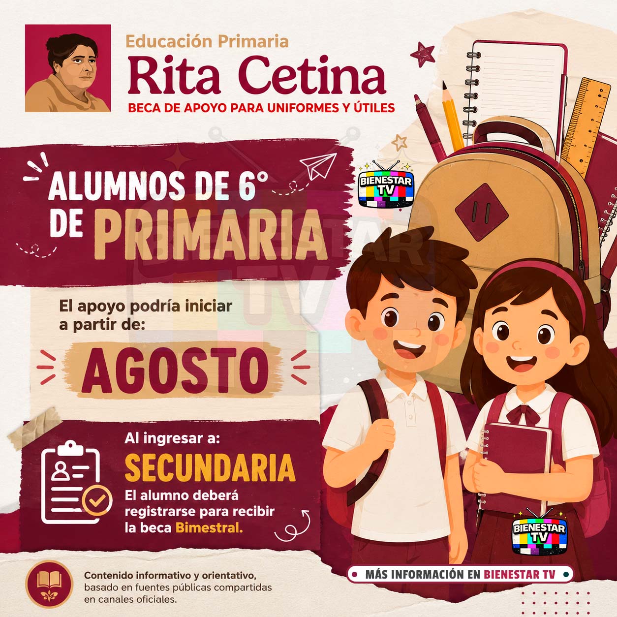 Beca Rita Cetina 2026: estudiantes registrados en marzo recibirán apoyo económico desde agosto 12 Beca Rita Cetina 2026: estudiantes registrados en marzo recibirán apoyo económico desde agosto