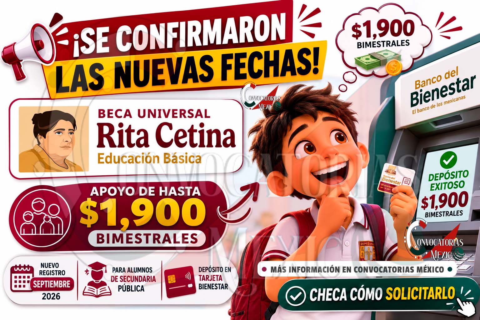 Beca Rita Cetina abrirá nuevo registro en septiembre de 2026: conoce quiénes podrán incorporarse al apoyo de 1,900 pesos bimestrales