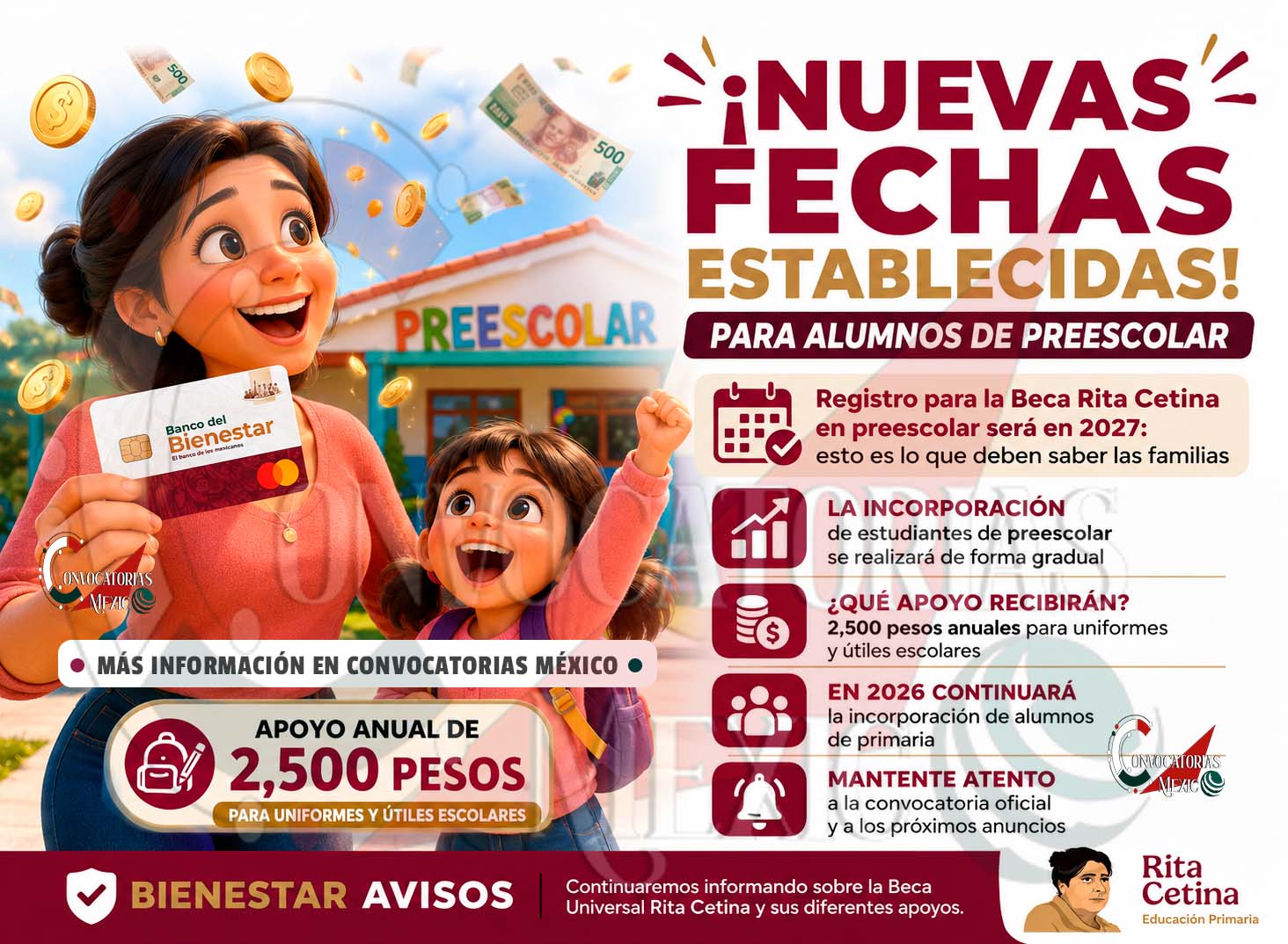 Registro para la Beca Rita Cetina para preescolar llegará en 2027: familias deberán esperar la siguiente etapa del programa