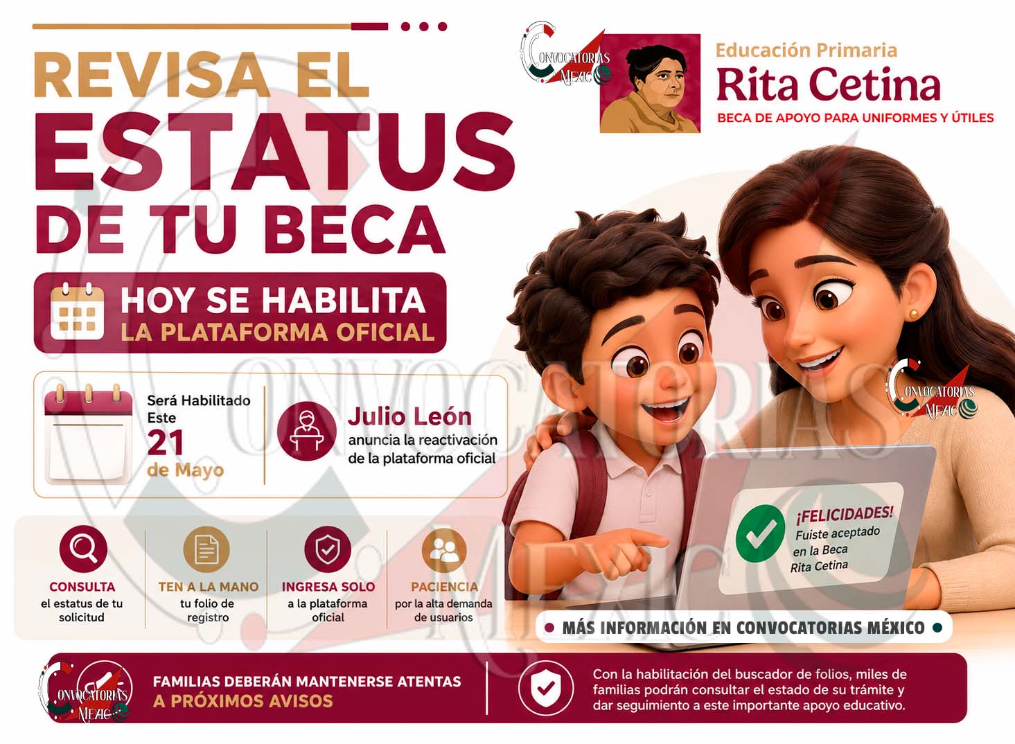 Buscador de Folios de la Beca Rita Cetina Reabre Este 21 de Mayo para Familias de Primaria | Revisa si fuiste aceptado