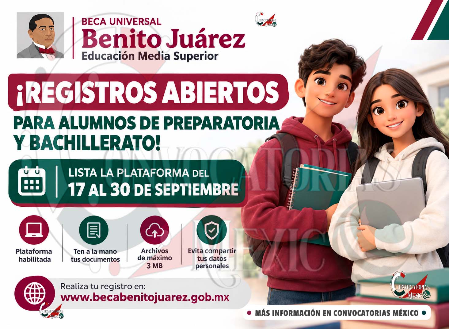 Beca Benito Juárez 2026: estudiantes de preparatoria ya pueden registrarse | Tienes del 17 al 30 de septiembre para hacerlo