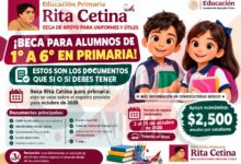 Beca Rita Cetina para primaria: esto se sabe sobre el registro previsto para octubre de 2026