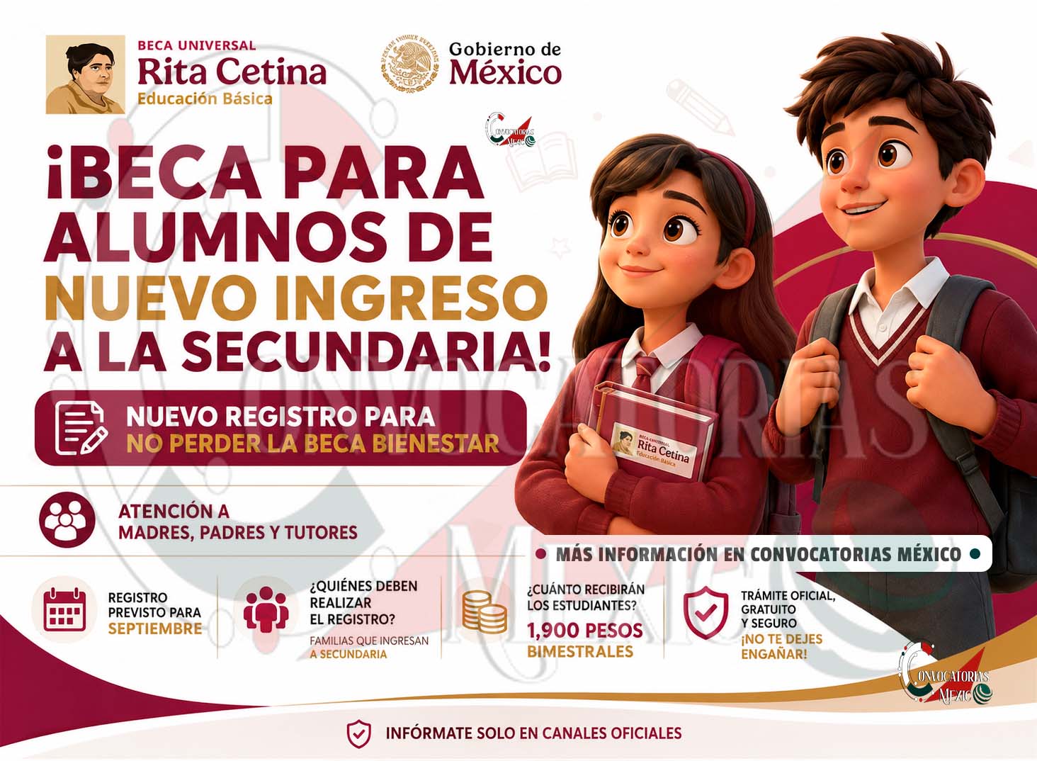 Beca Rita Cetina: estudiantes que pasan a secundaria deberán realizar un nuevo registro
