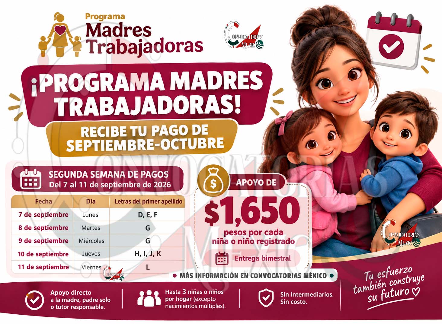Madres Trabajadoras: revisa las fechas de pago de septiembre y octubre de 2026 | Pendiente al calendario oficial