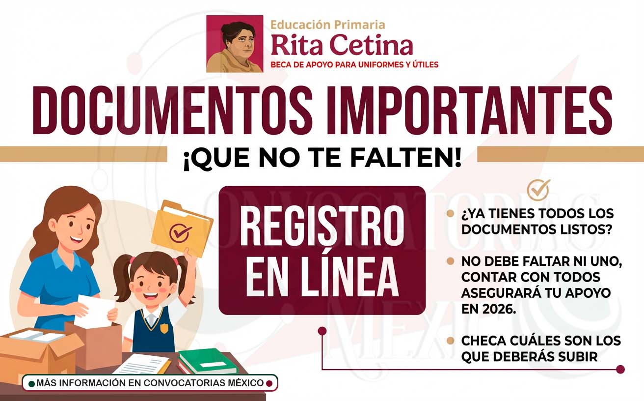 Beca “Rita Cetina” 2026: Lista oficial de documentos obligatorios para registrarte sin errores y asegurar los $2,500 bimestrales
