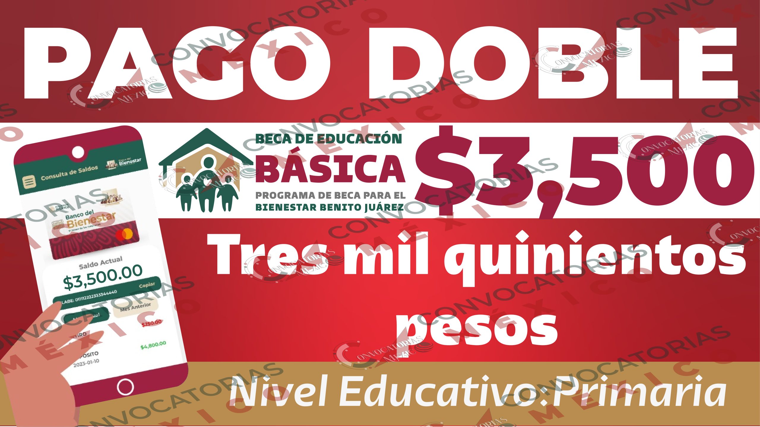 Alumnos de beneficiarios de primaria recibirán $3,500 pesos de la Beca Benito Juárez