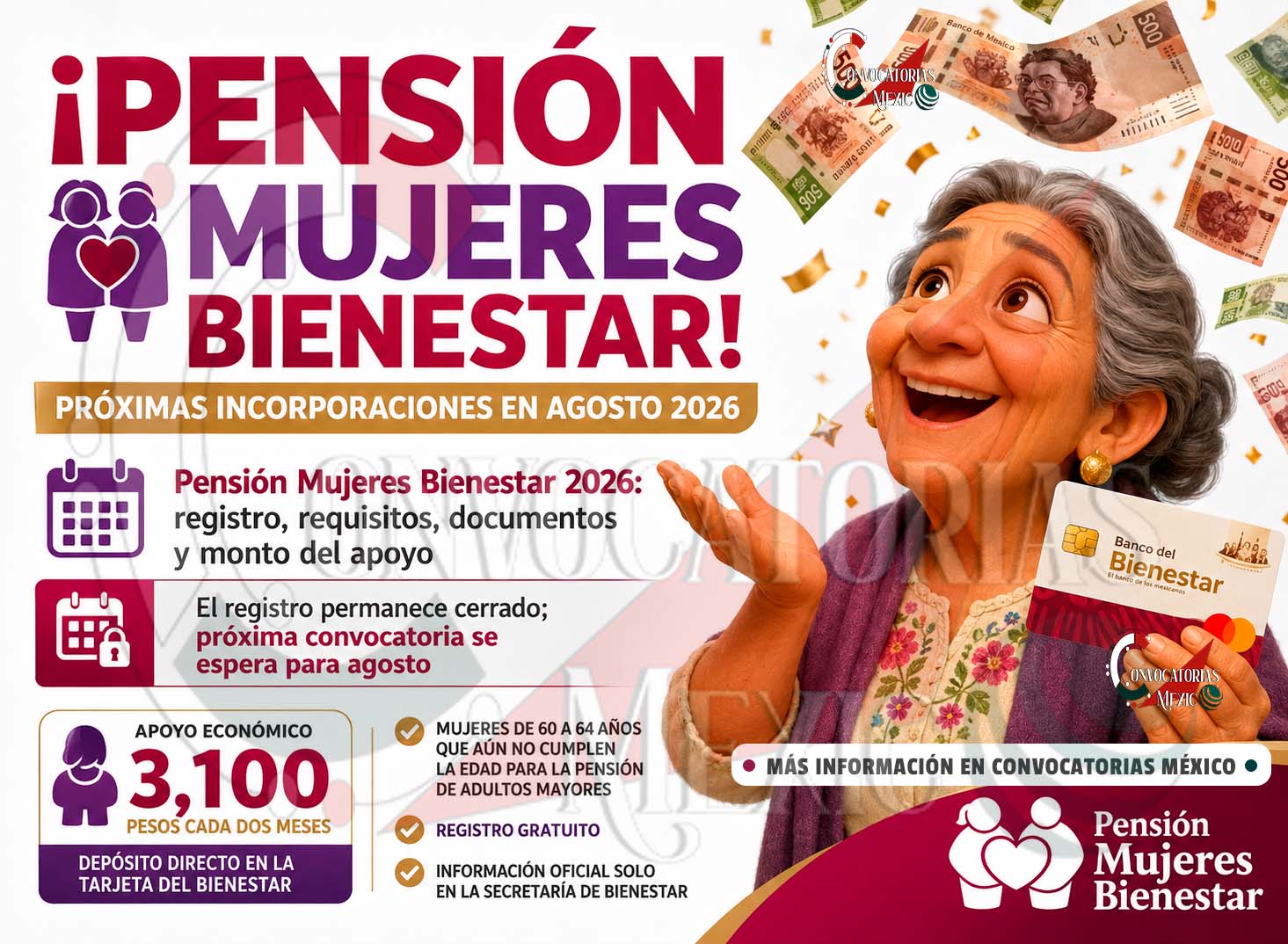 Pensión Mujeres Bienestar 2026: todo lo que debes saber sobre el próximo registro, requisitos y apoyo económico