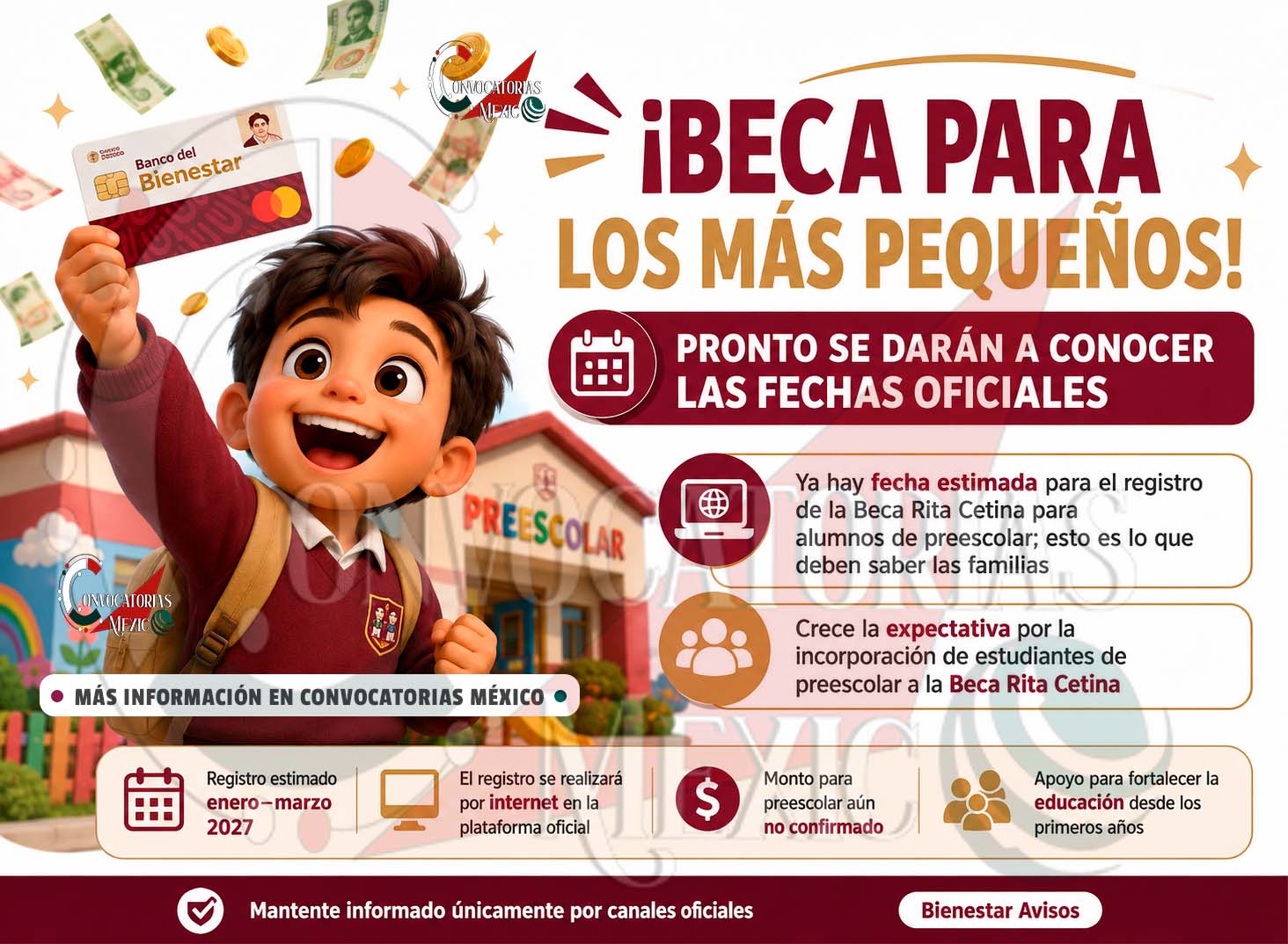 Beca Rita Cetina para preescolar abriría su registro en 2027; esto es lo que se sabe hasta el momento