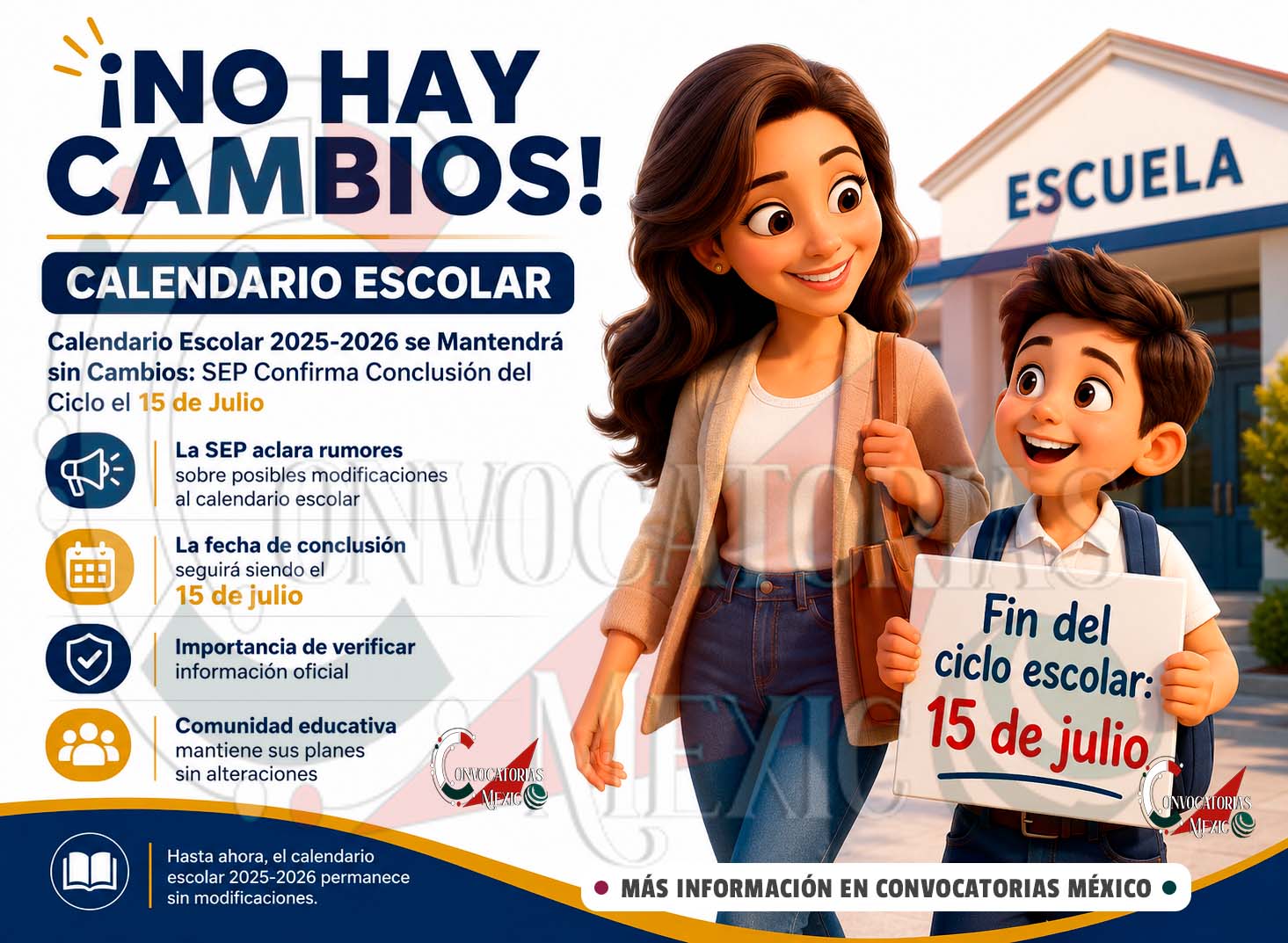 SEP Mantiene Sin Cambios el Calendario Escolar 2025-2026: Finalizará el 15 de Julio