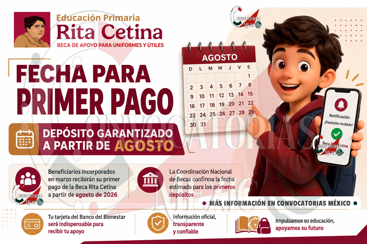 Beca Rita Cetina 2026: estudiantes registrados en marzo recibirán apoyo económico desde agosto
