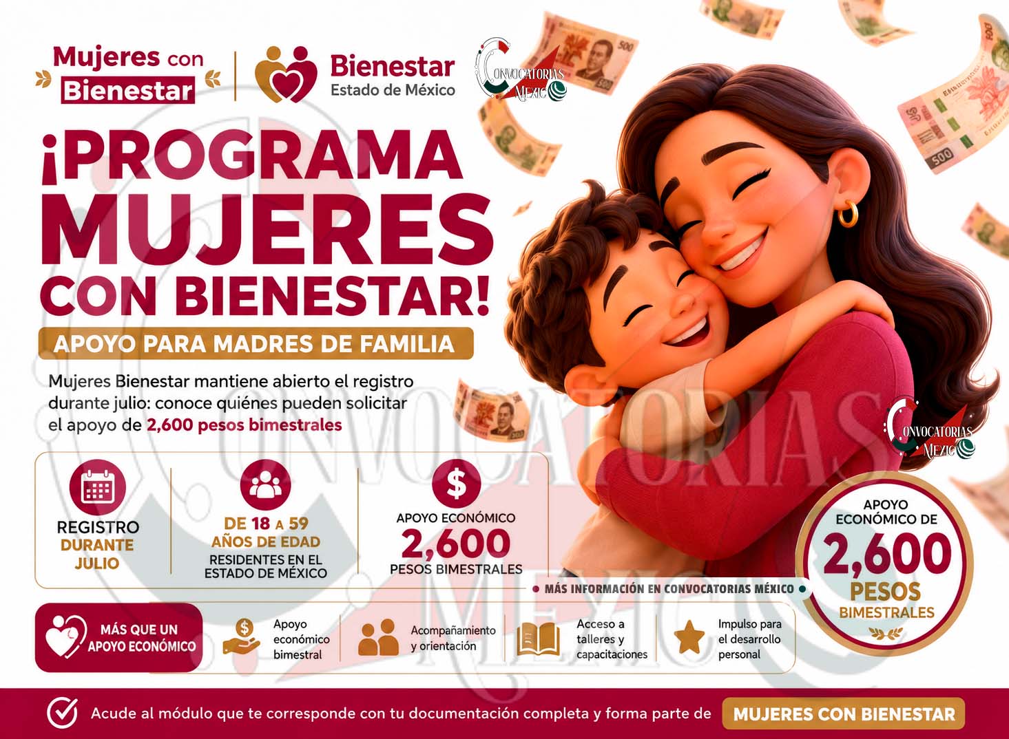 Mujeres Bienestar mantiene activo el registro en julio: así puedes solicitar el apoyo de 2,600 pesos bimestrales