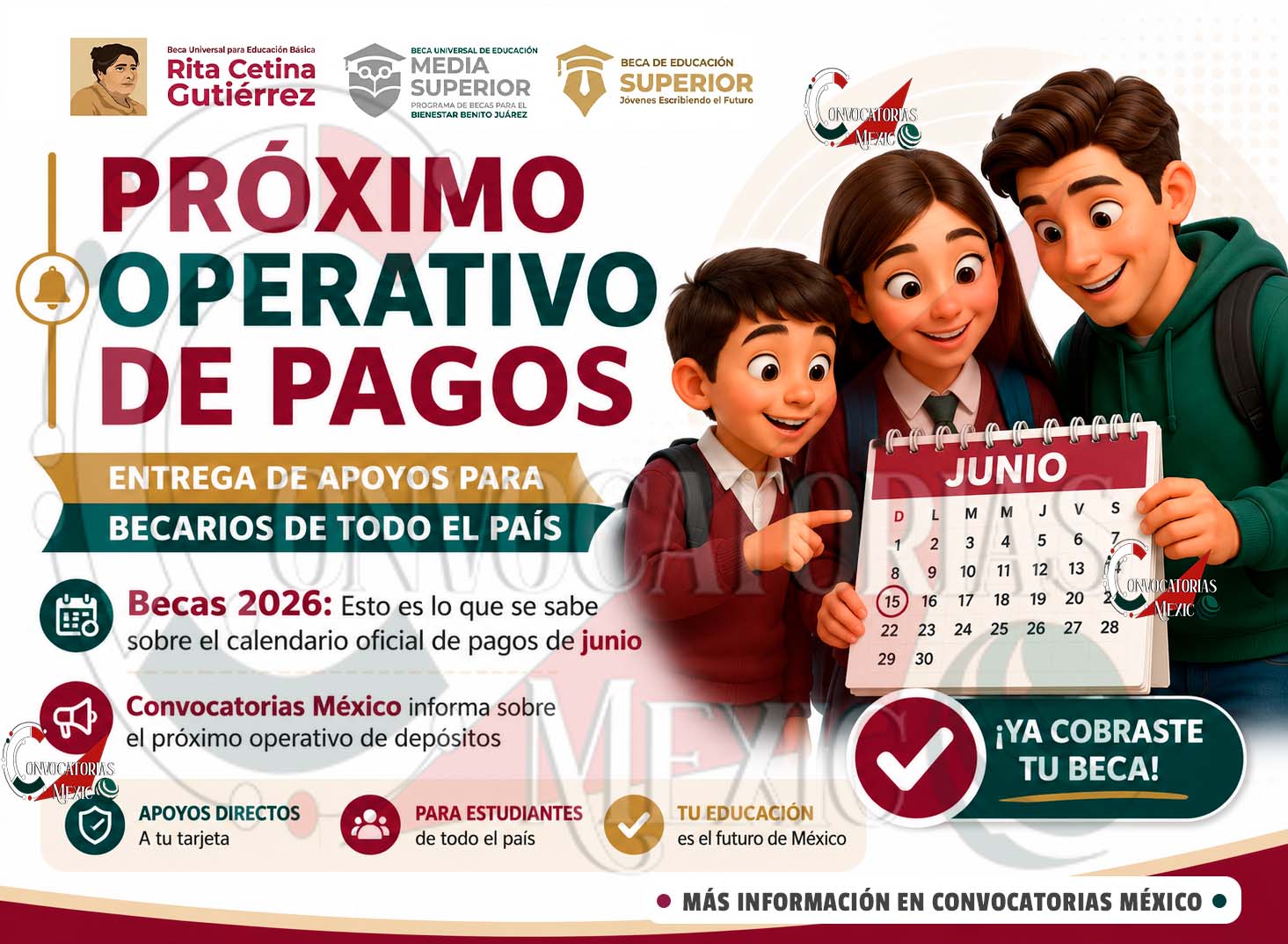 Becas 2026: Esto es lo que se sabe sobre el calendario oficial de pagos de junio