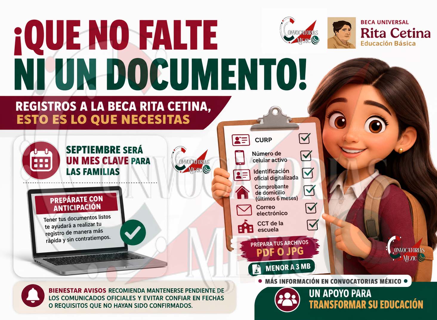 Beca Rita Cetina 2026: prepara desde ahora estos documentos para el registro de septiembre
