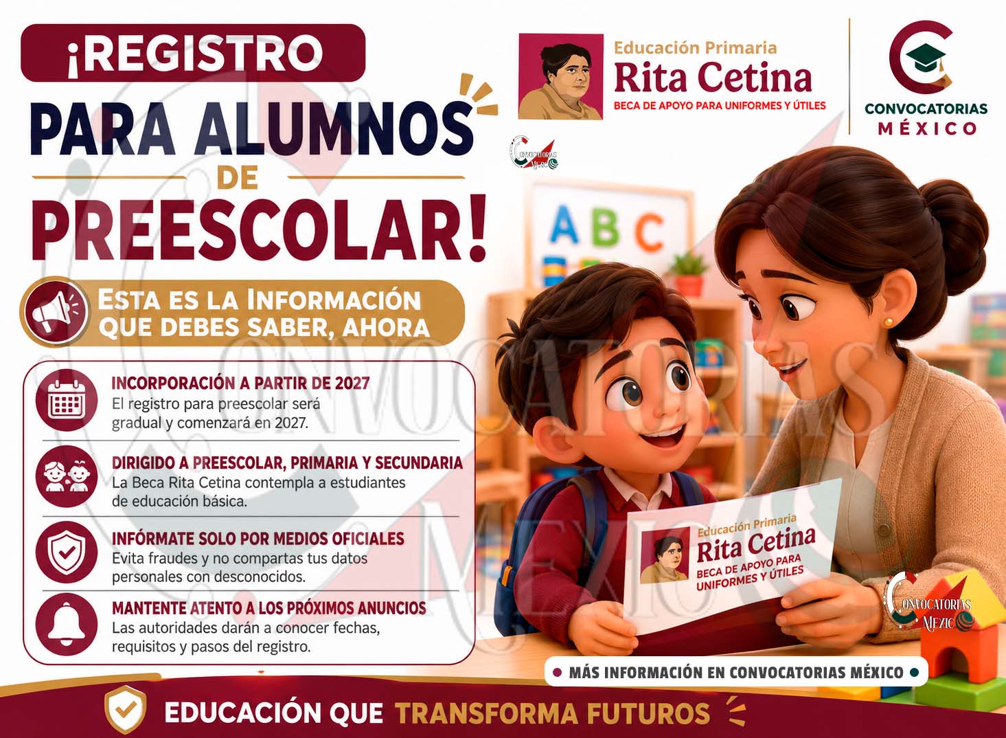 Preescolar tendrá acceso a la Beca Rita Cetina: esto se sabe sobre los registros de 2027
