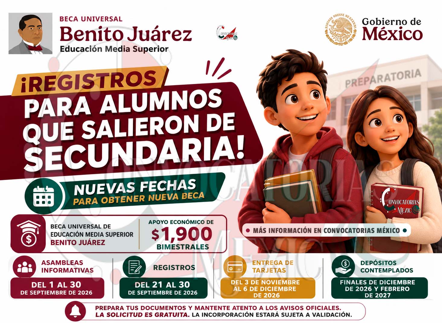 Beca Benito Juárez: nuevo registro para quienes ingresan a preparatoria en 2026