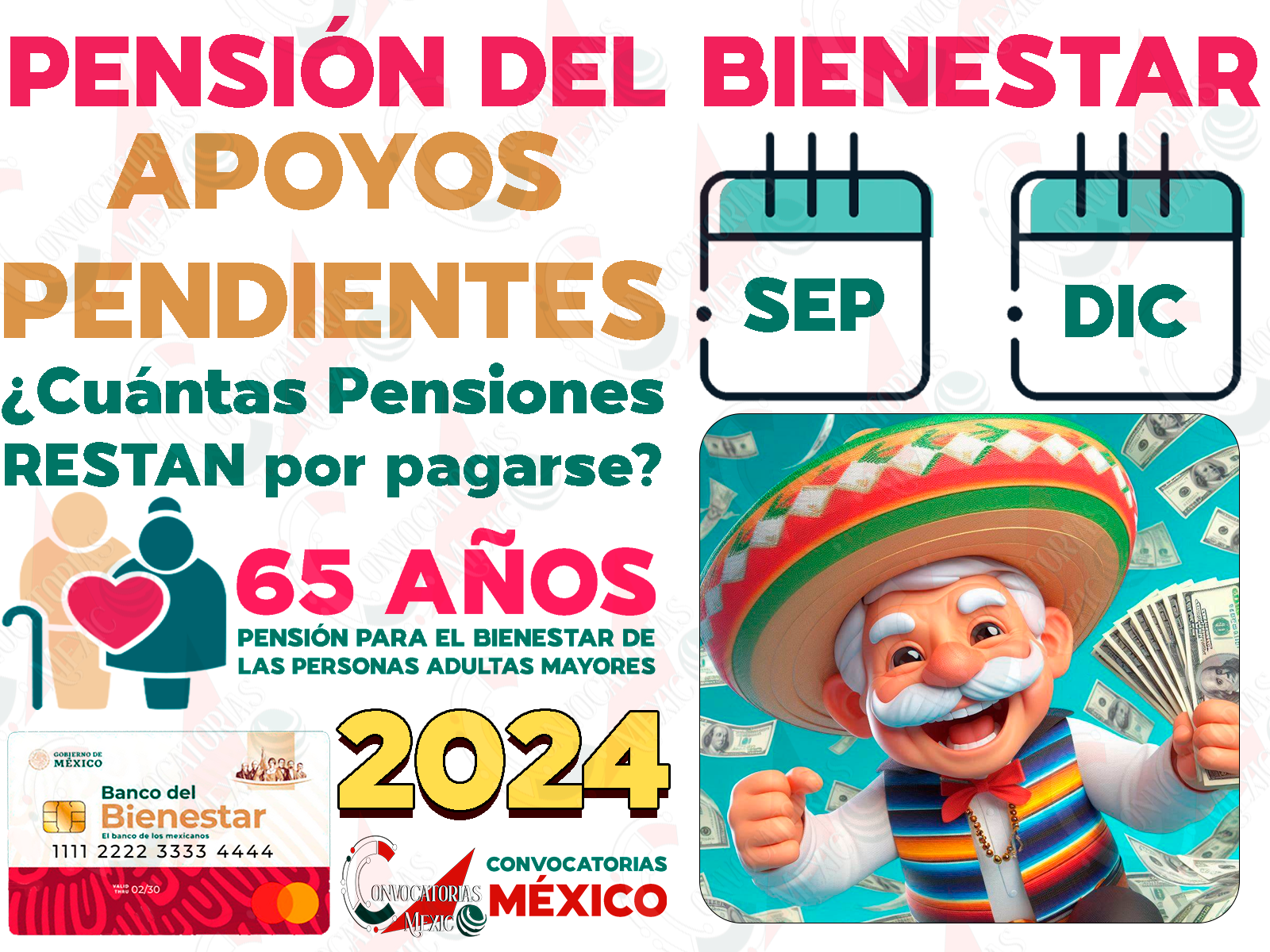PAGOS RESTANTES DE 2024. ¿Cuántas pensiones del Bienestar recibirás en lo que queda del año?