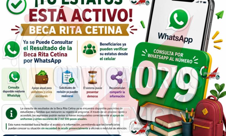 Beca Rita Cetina: Familias ya Pueden Solicitar la Revisión de su Registro por WhatsApp