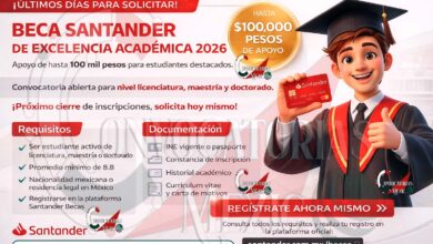 Convocatoria abierta por tiempo limitado: Beca Santander de Excelencia Académica 2026 ofrece apoyo económico a estudiantes destacados