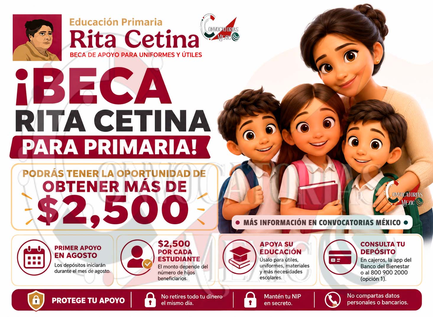 Beca Rita Cetina para Primaria: familias recibirán el primer apoyo económico durante agosto