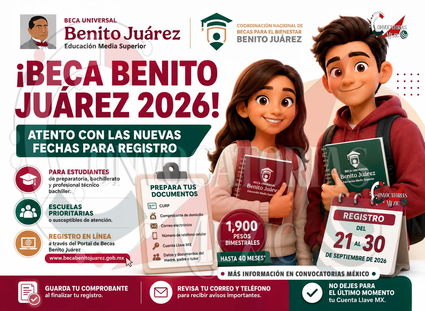 Beca Benito Juárez 2026: prepara tus documentos para el registro de septiembre | Hay nuevas fechas para incorporación