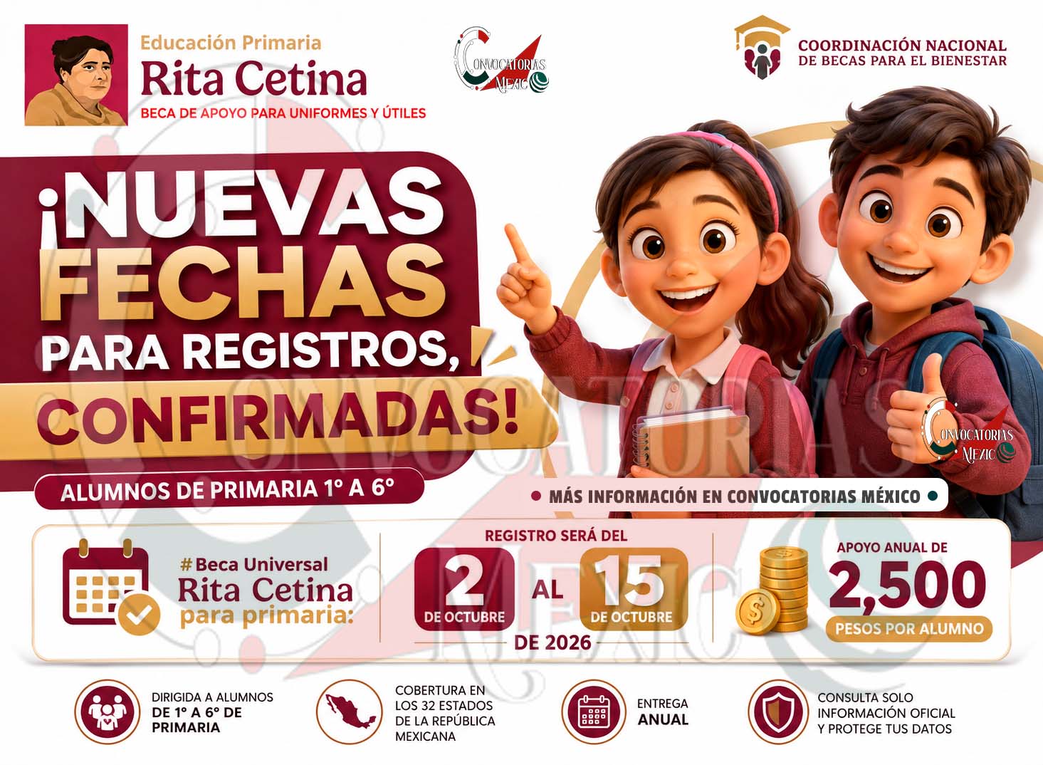 Beca Rita Cetina 2026: estas son las fechas para registrar a estudiantes de primaria