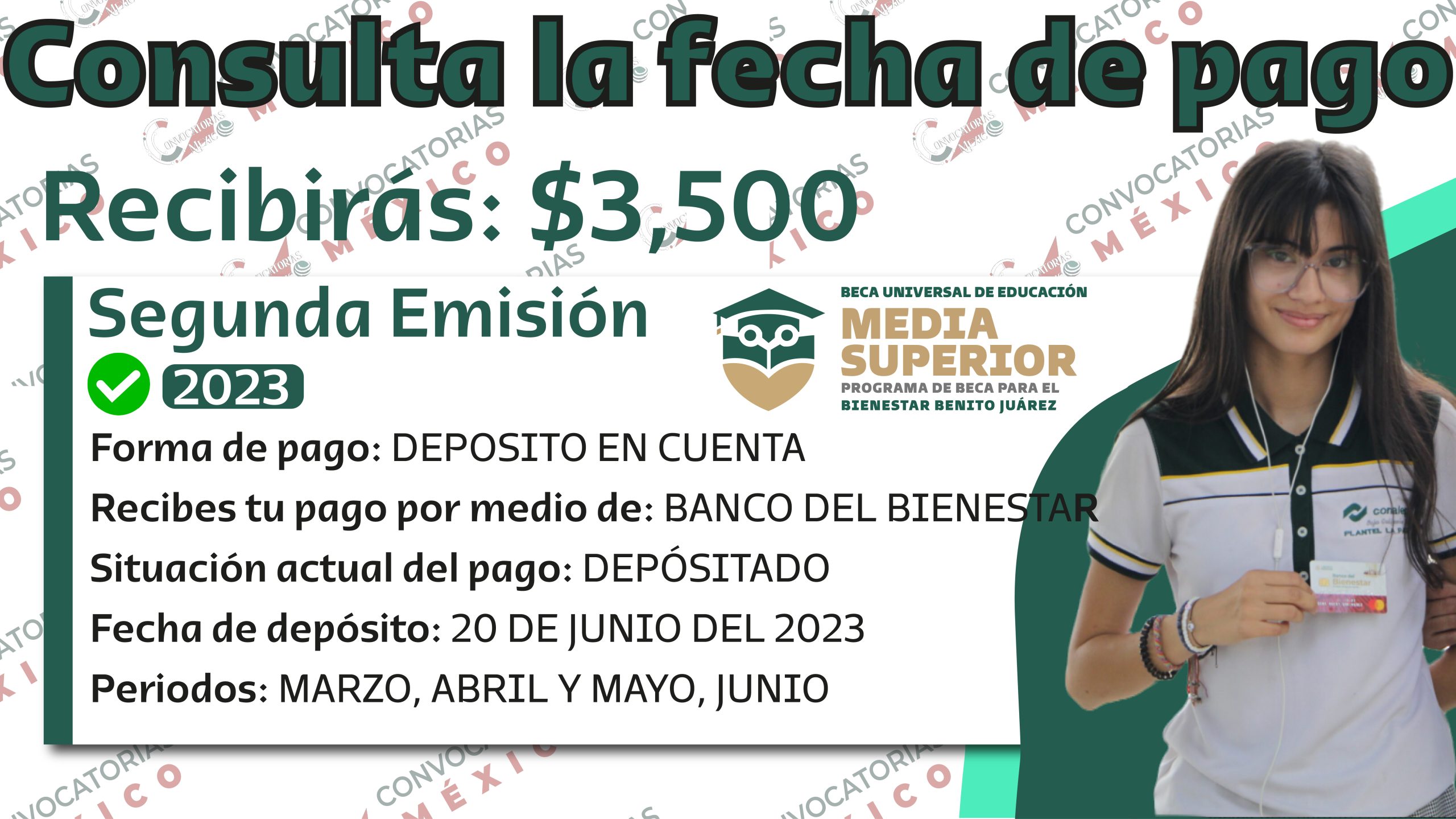 Segundo pago de tu beca de educación media superior Benito Juárez ¡Alumno!