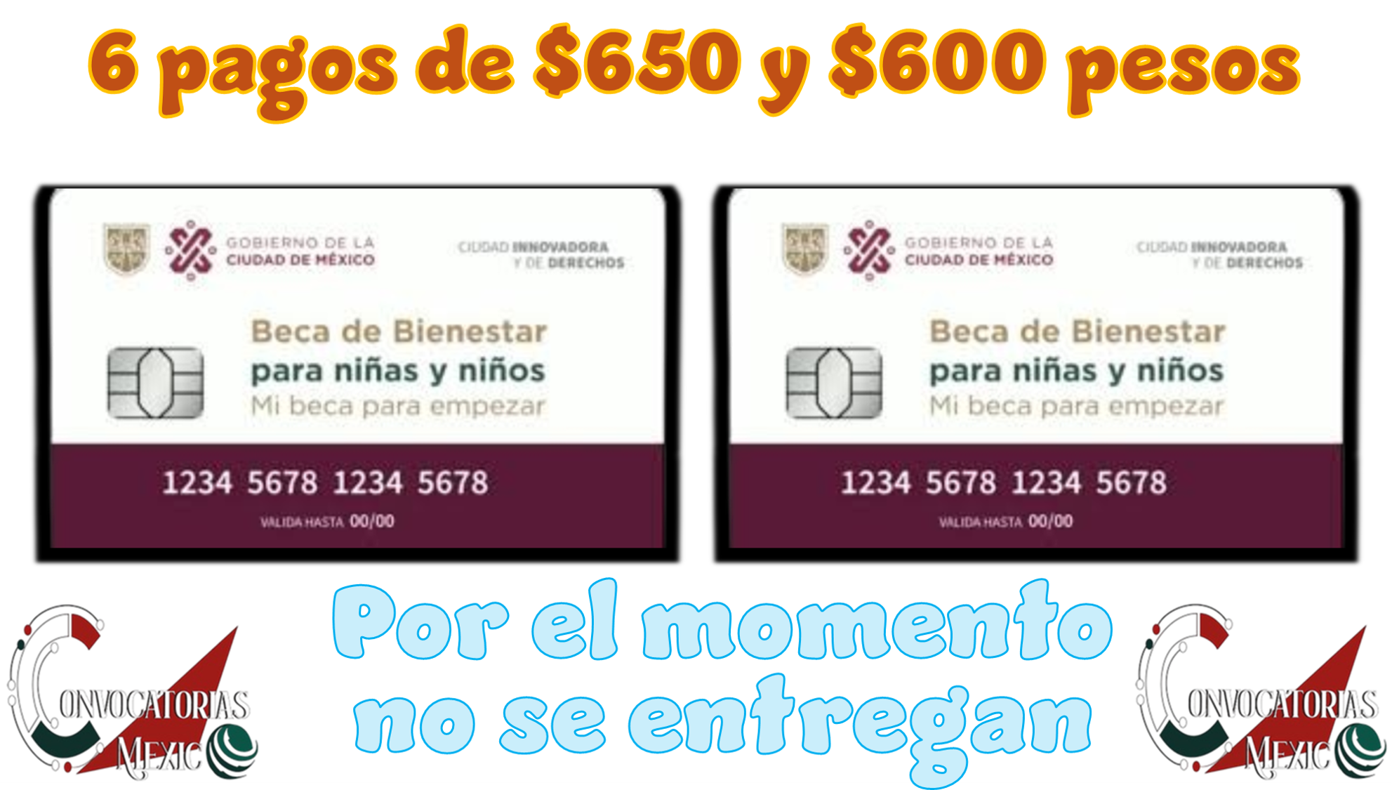 6 pagos de $650 y $600 pesos: Por el momento no se entregan 