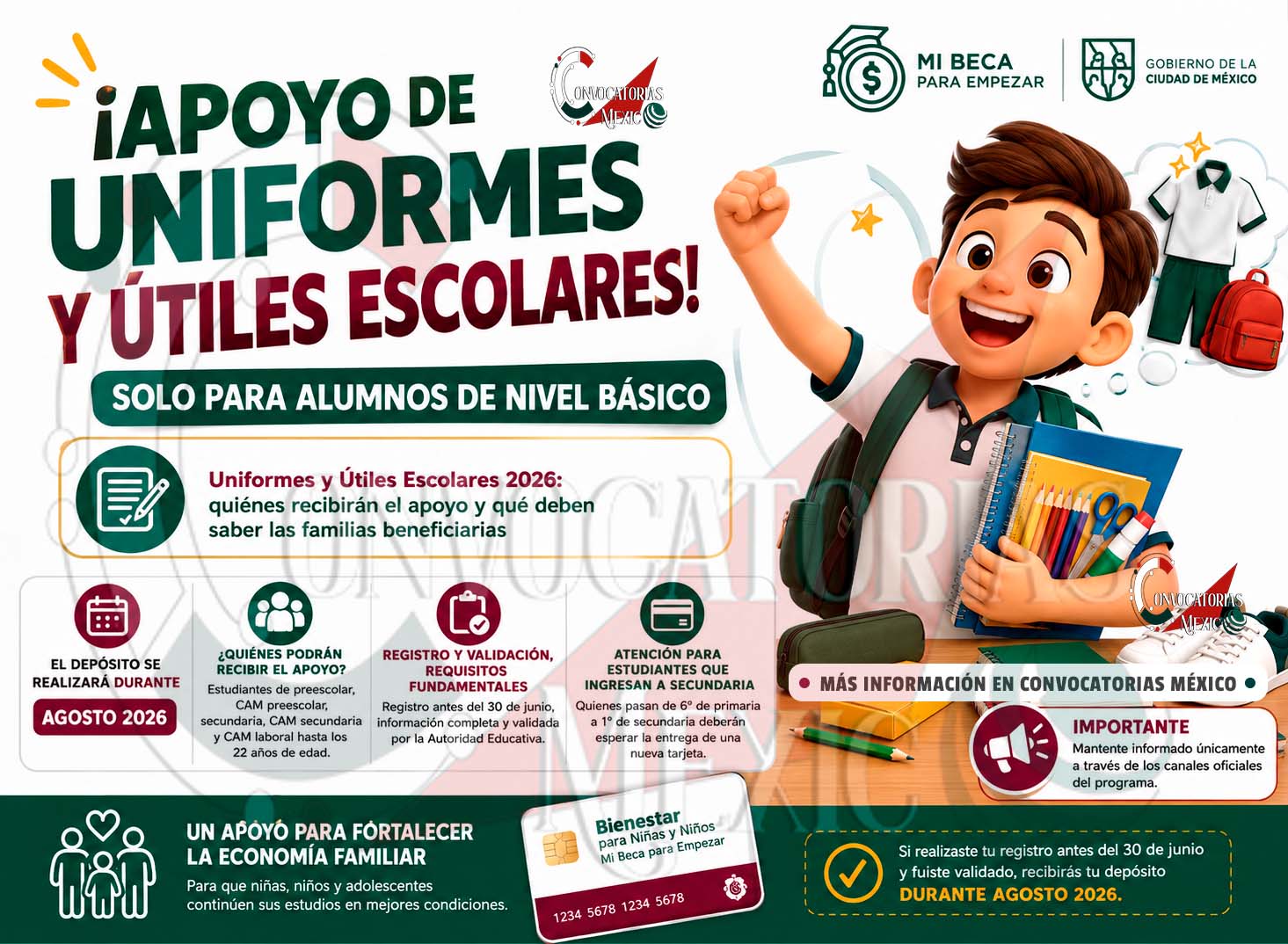 Uniformes y Útiles Escolares 2026: estos estudiantes recibirán el depósito en agosto y esto es lo que deben saber
