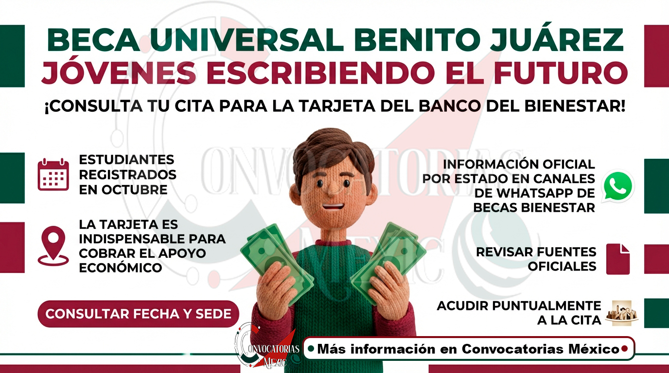 Becas Benito Juárez y Jóvenes Escribiendo el Futuro: ya puedes consultar la sede y fecha para recoger tu tarjeta del Banco del Bienestar
