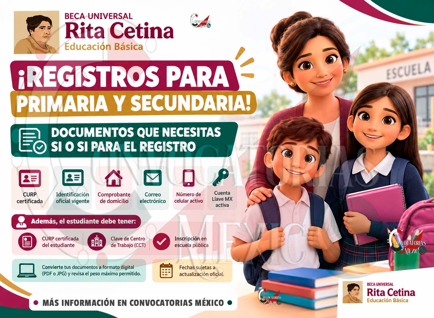Beca Rita Cetina 2026: prepara estos documentos para registrar a tu hijo o hija de primaria y secundaria