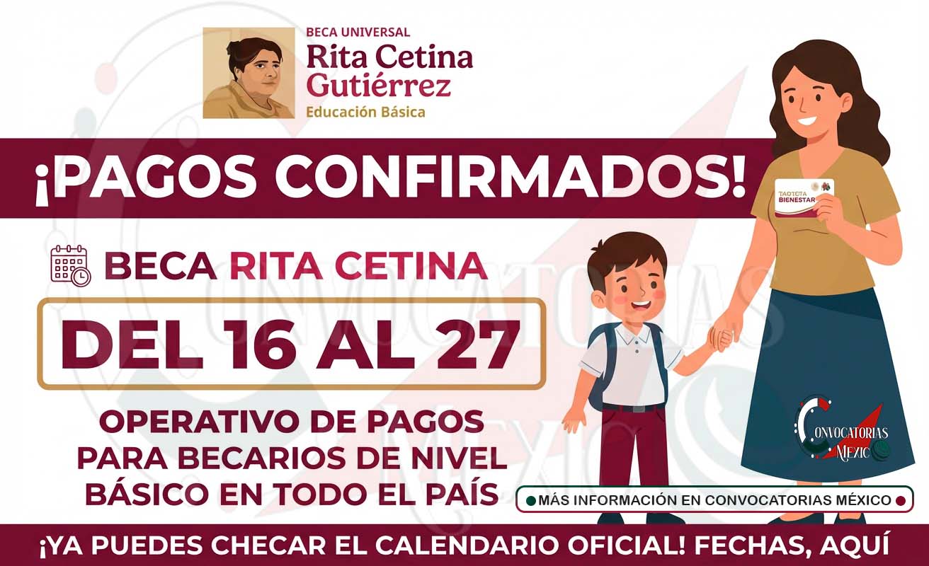 Beca Rita Cetina 2026: Inicia HOY el pago de continuidad y este es el calendario oficial por apellido para enero–febrero