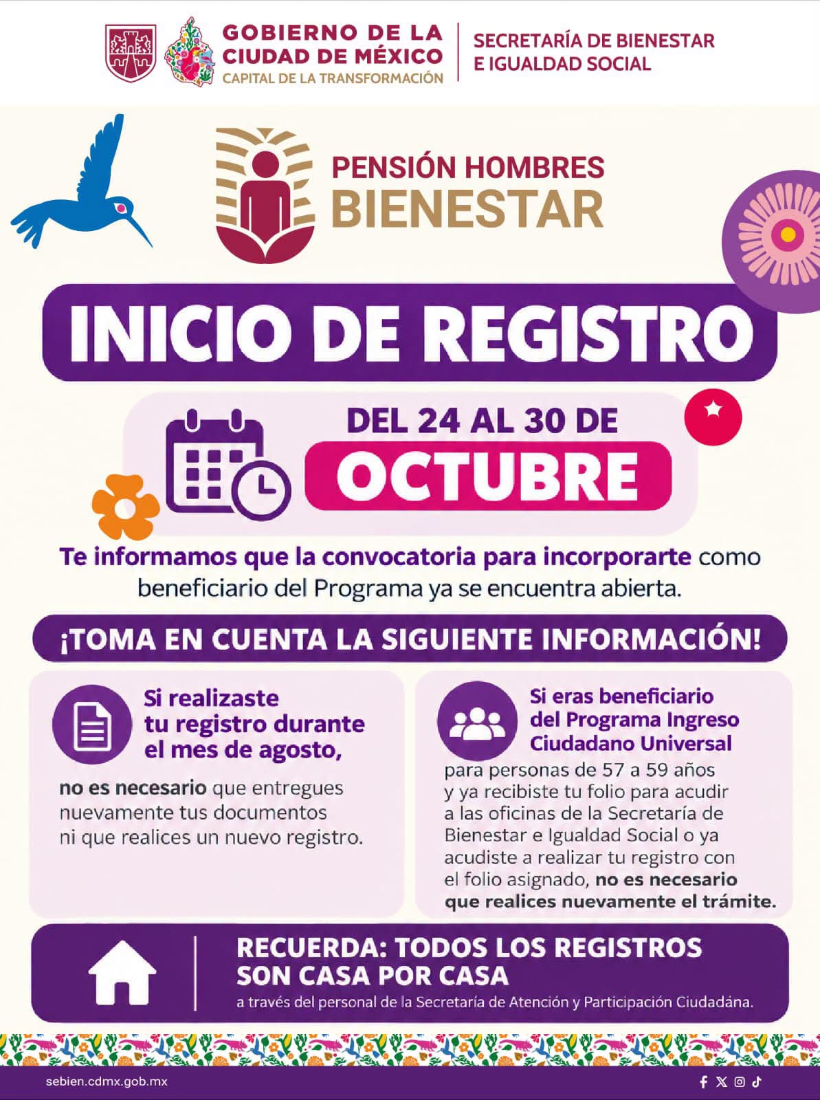 ¡El registro llega hasta la puerta de tu casa! Pensión Hombres Bienestar 2026: fechas, requisitos y cómo recibir el apoyo