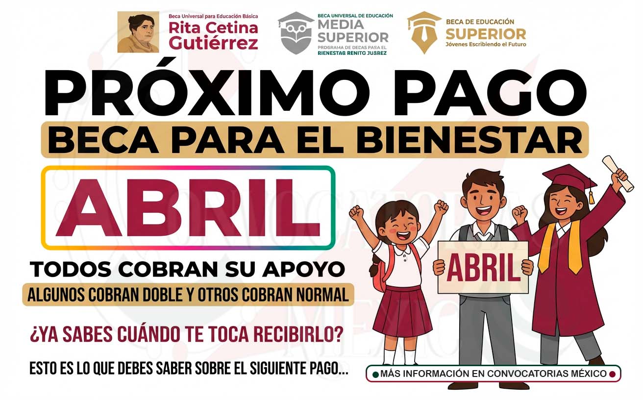 ¡ÚLTIMA HORA! Pago doble confirmado en abril para Becas del Bienestar 2026: revisa quién cobra dos bimestres y quién recibe monto normal