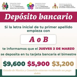 ¡PAGOS DOBLES $9,600! A estas LETRAS para los adultos mayores de la Pensión Bienestar 2023