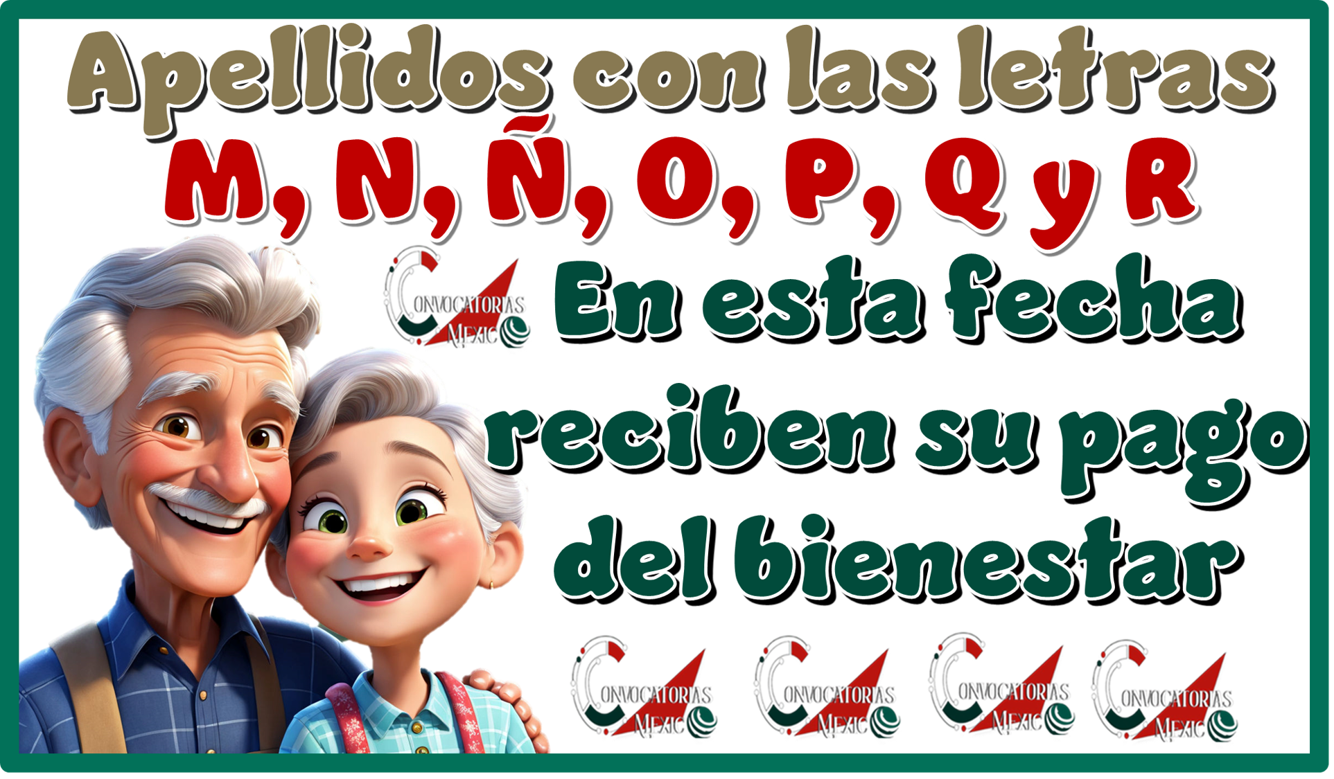 Apellidos con las letras: M, N, Ñ, O, P, Q y R | En esta fecha reciben sus pago del bienestar