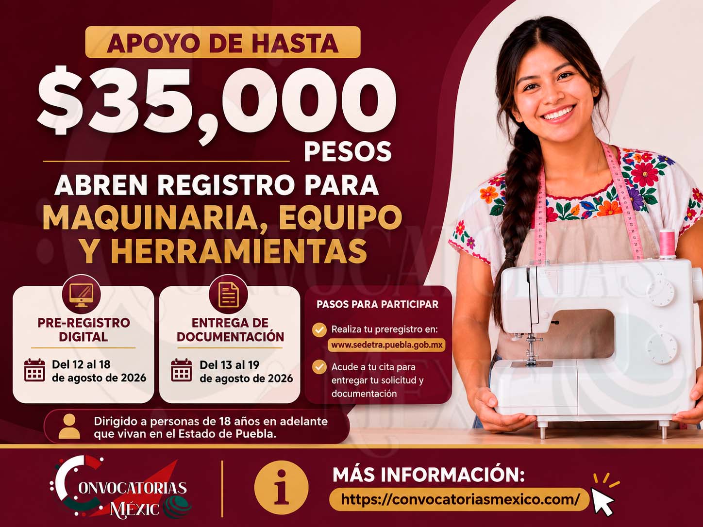 Apoyo de hasta 35 mil pesos: abren registro para maquinaria, equipo y herramientas