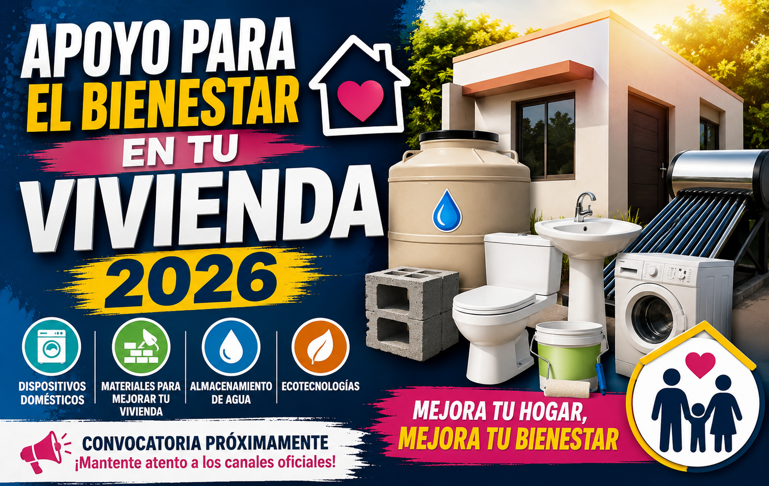 Apoyo para el Bienestar en tu Vivienda 2026: Conoce quiénes podrán recibir materiales y dispositivos para mejorar su hogar