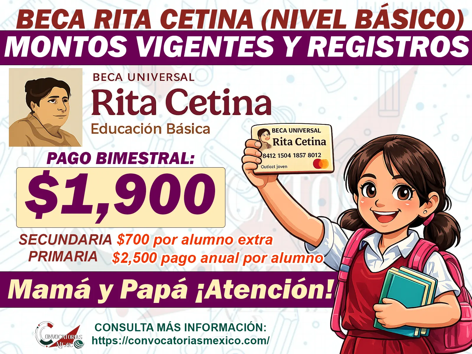 Atención alumnos beneficiarios de la Beca Rita Cetina ¡Montos individuales para Primara y Secundaria!