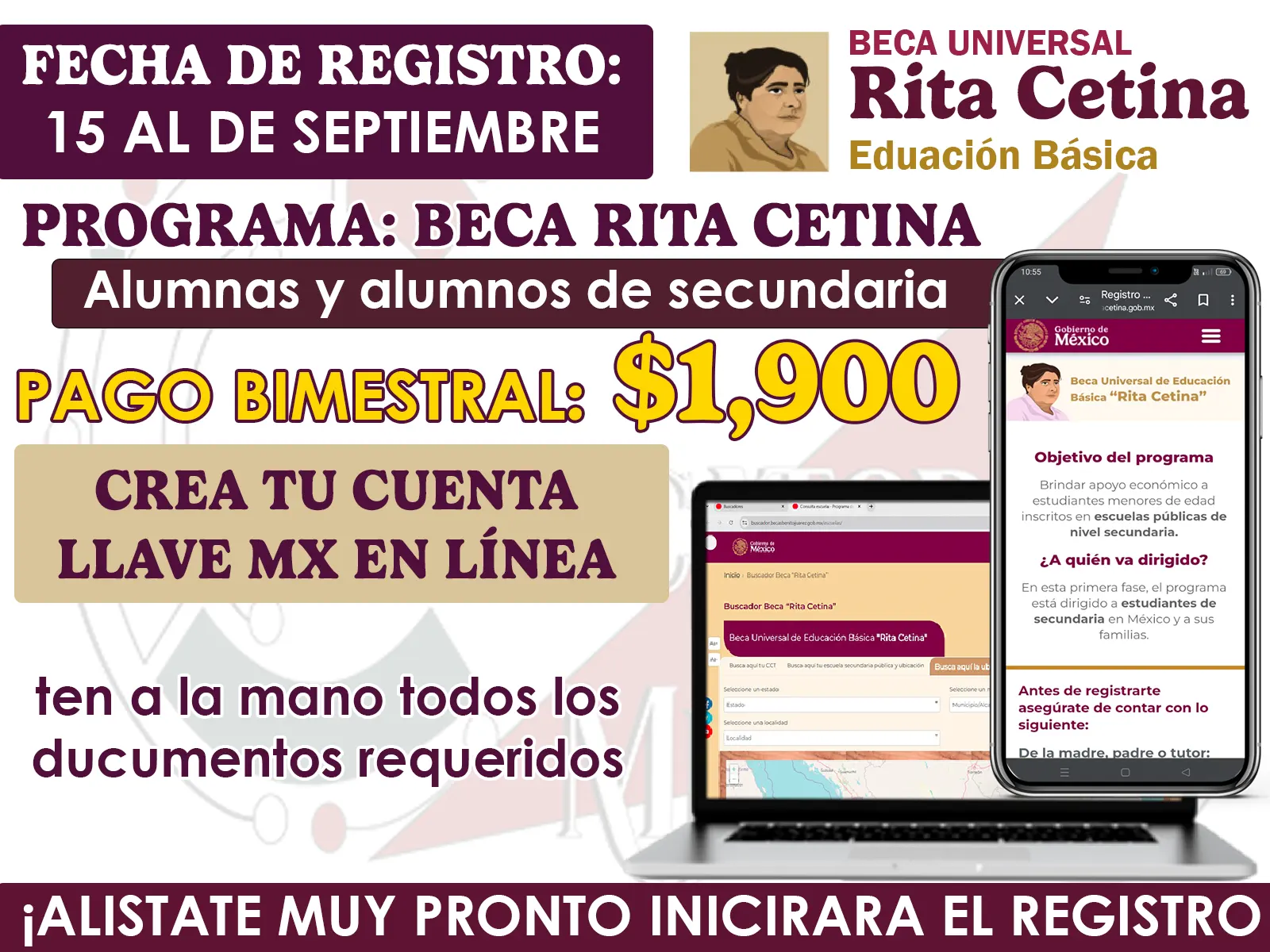 Atención alumnos de secundaria ¡En esta fecha arranca el registro a las Becas Rita Cetina!