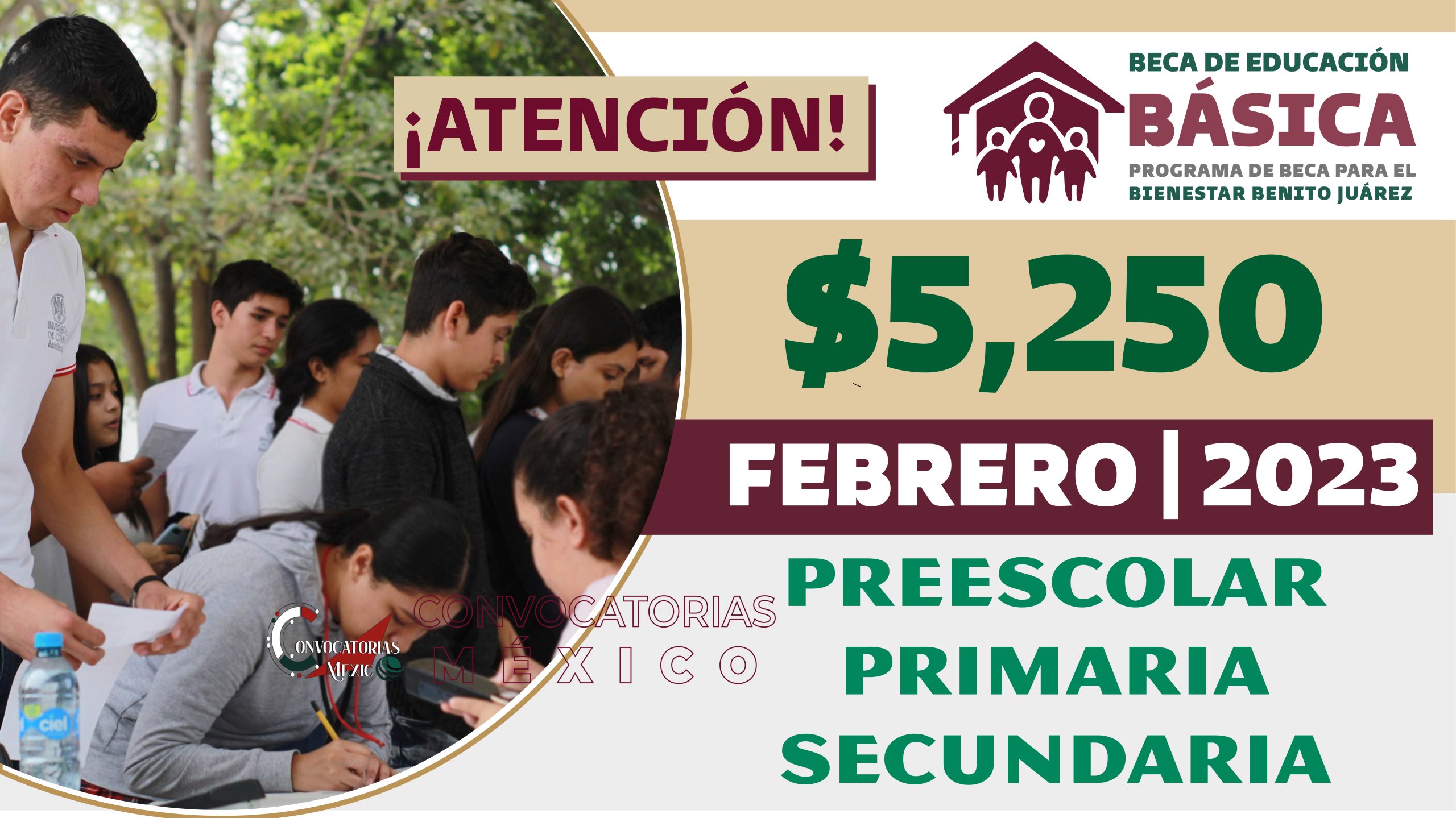 Estudiantes de primaria y secundaria que recibirán $5,250 pesos en febrero Beca Benito Juárez 2023