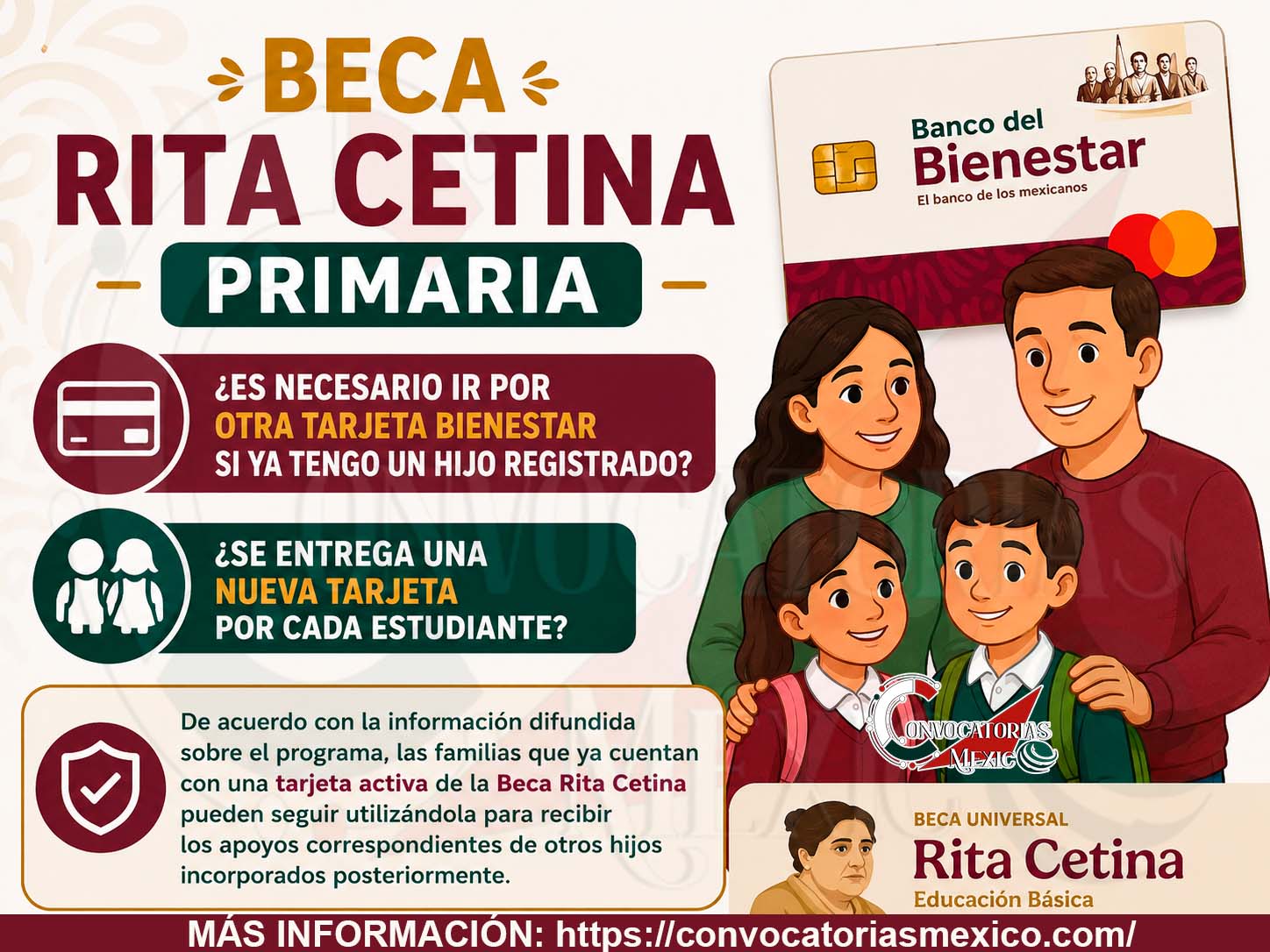 Beca Rita Cetina Primaria: ¿Es necesario ir por otra tarjeta Bienestar si ya tengo un hijo registrado?