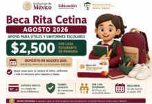 Beca Rita Cetina agosto 2026: posible calendario de pagos para útiles escolares