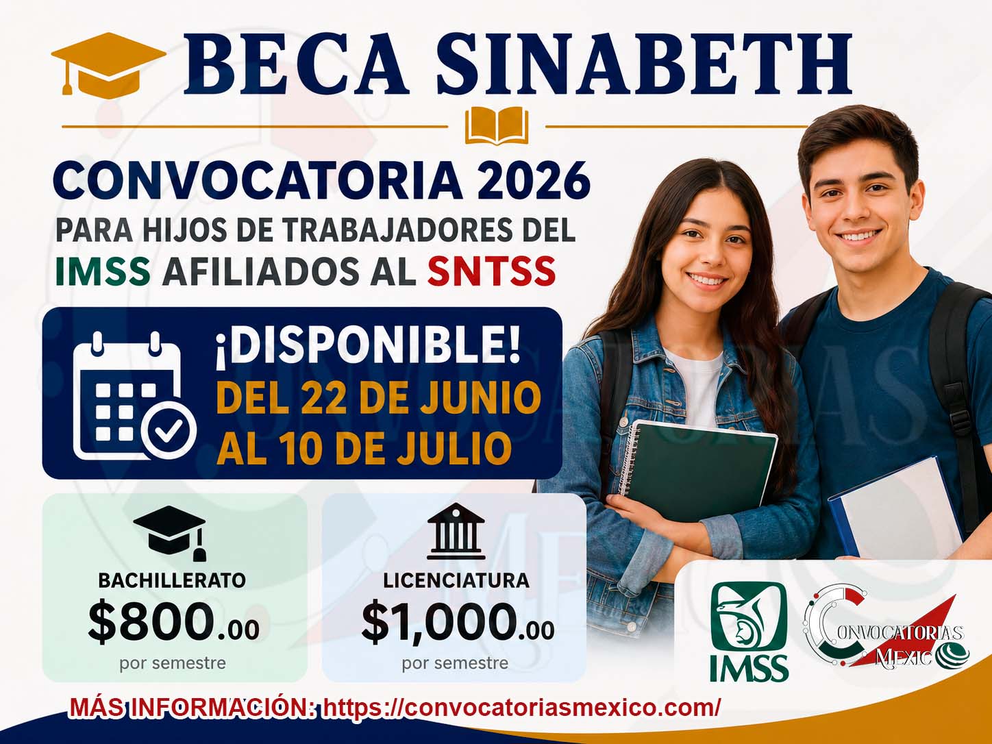 Beca SINABETH: Convocatoria 2026 para Hijos de Trabajadores del IMSS Afiliados al SNTSS ¡Disponible del 22 de junio al 10 de julio!