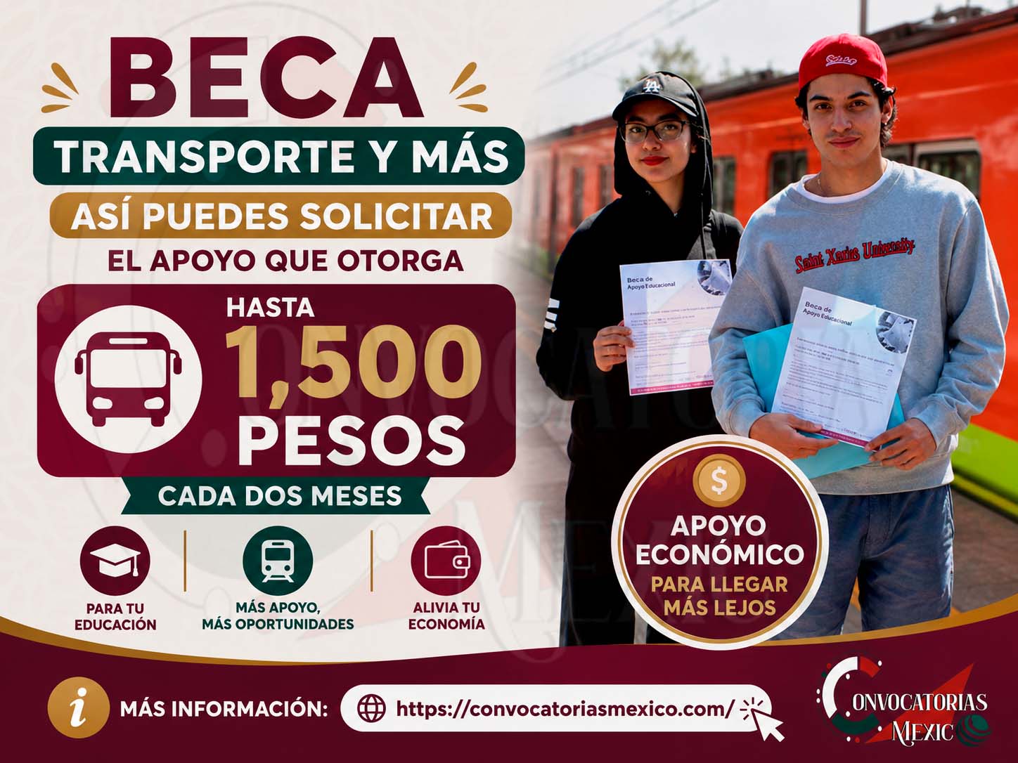 Beca Transporte y Más: Asi puedes solicitar el apoyo que otorga hasta 1 mil 500 pesos cada dos meses