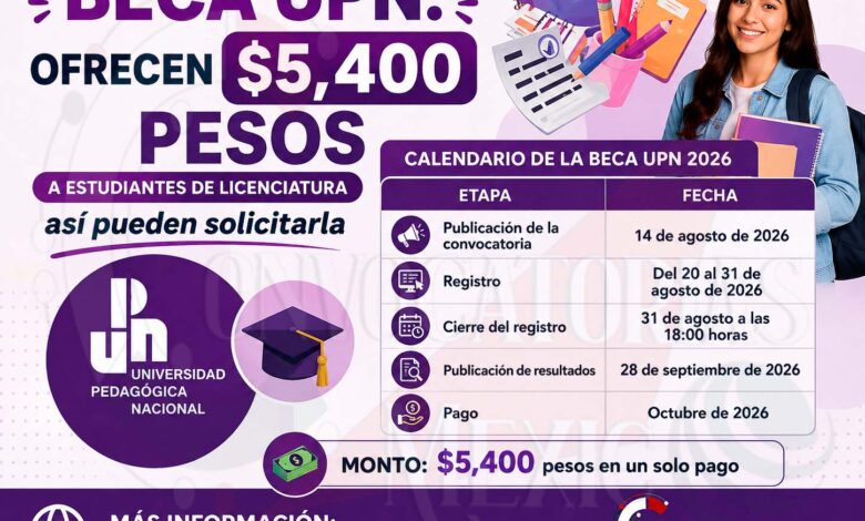 Beca UPN: Ofrecen $5,400 pesos a estudiantes de licenciatura; así pueden solicitarla