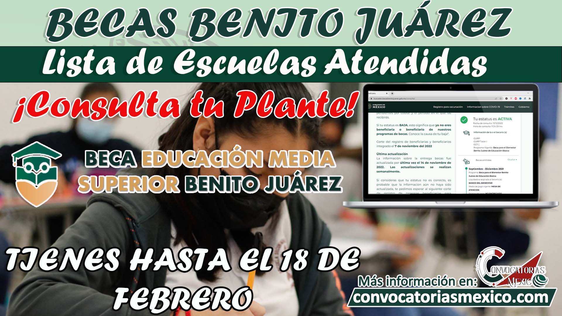 ¡Consulta la Lista de Escuelas! Tienen hasta el 18 de febrero para recibir su pago; Becas Benito Juárez 2023
