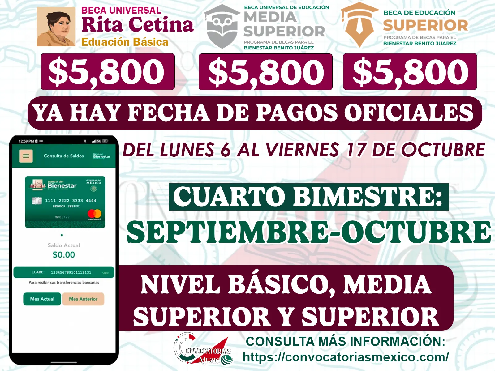Becas Benito Juárez y Rita Cetina: Ya se publicó Calendario Oficial de Pagos para el mes de octubre!